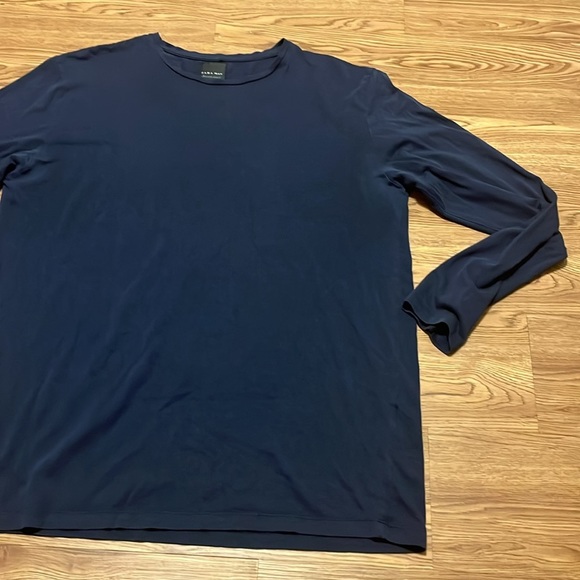 ZARA MEN Men’s Long Sleeve Shirt Dark Blue Smooth Touch Classic Style Size XL - Picture 3 of 7